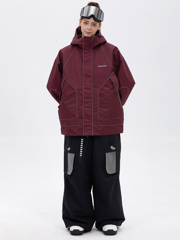 NightRide Chill Damen-Schneeanzug mit Reflektoren – Set aus Bergjacke und Baggy-Cargohose