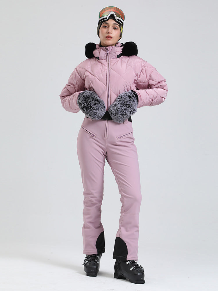 Arctic Vogue Damen-Daunenoverall mit Fleece-Futter im Berg-Chic-Stil