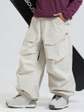 Gsou Snow Urban Slope Damen-Schneehose mit Knieflex-Cargotaschen und weitem Bein