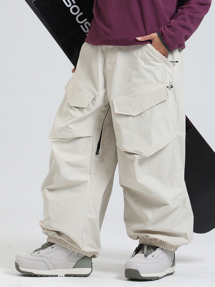 Gsou Snow Urban Slope Damen-Schneehose mit Knieflex-Cargotaschen und weitem Bein