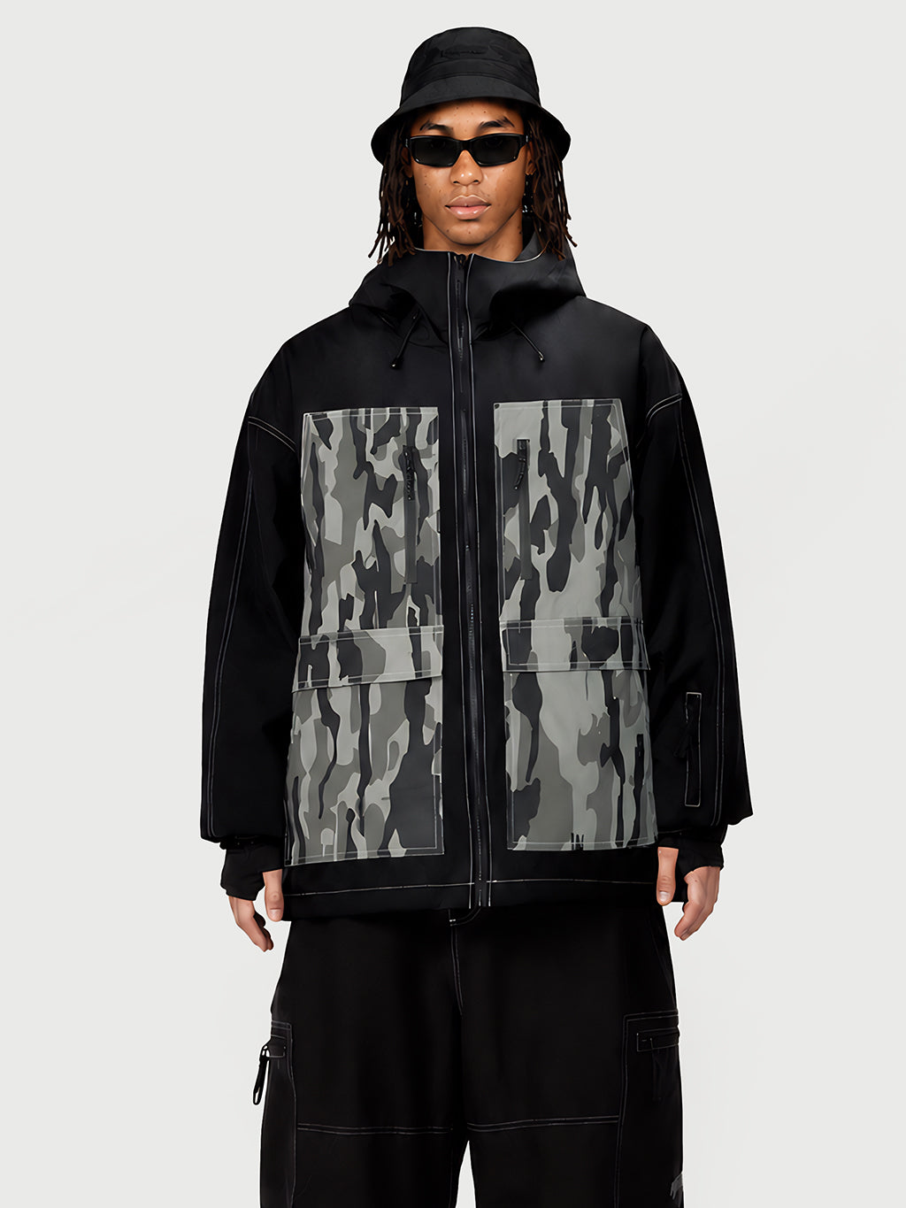 UrbanCraft Street Utility Freestyle Schneejacke für Herren – Reflektierende Kapuze & Arbeitskleidungsdesign