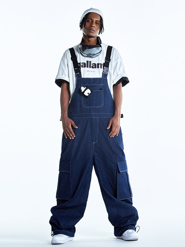 RenChill Mountain Beast Denim Baggy Snow Bibs für Herren