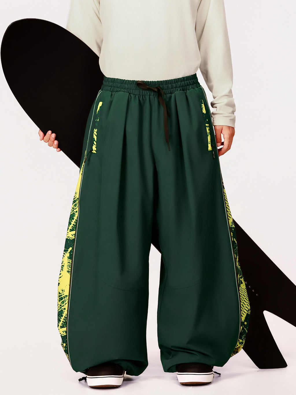 Hyper Flux Herren-Skihose mit seitlichem Reißverschluss und Graffiti-Einsatz, extra weit geschnitten, Freestyle-Schneehose