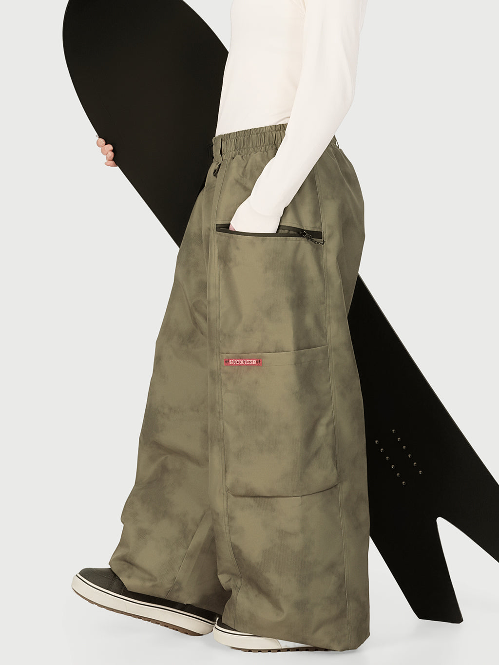 Techline Damen-Skihose mit strapazierfähigem Stretch-Cargo-Design – Baggy Freestyle Passform