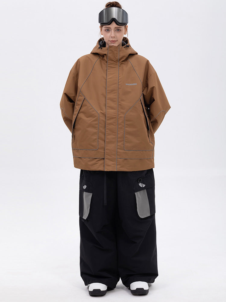 NightRide Chill Damen-Schneeanzug mit Reflektoren – Set aus Bergjacke und Baggy-Cargohose