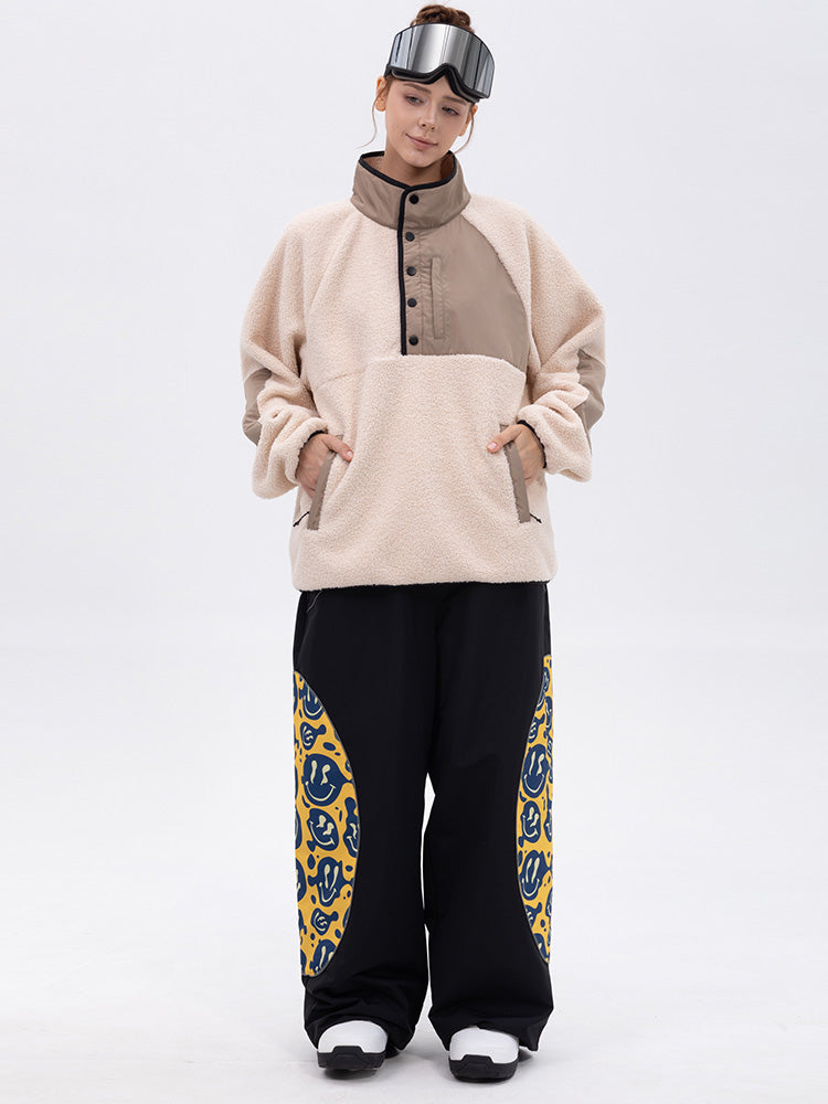 Damen-Pullover aus Kunst-Sherpa-Fleece für die Berge & stylische reflektierende Cargo-Schneehose