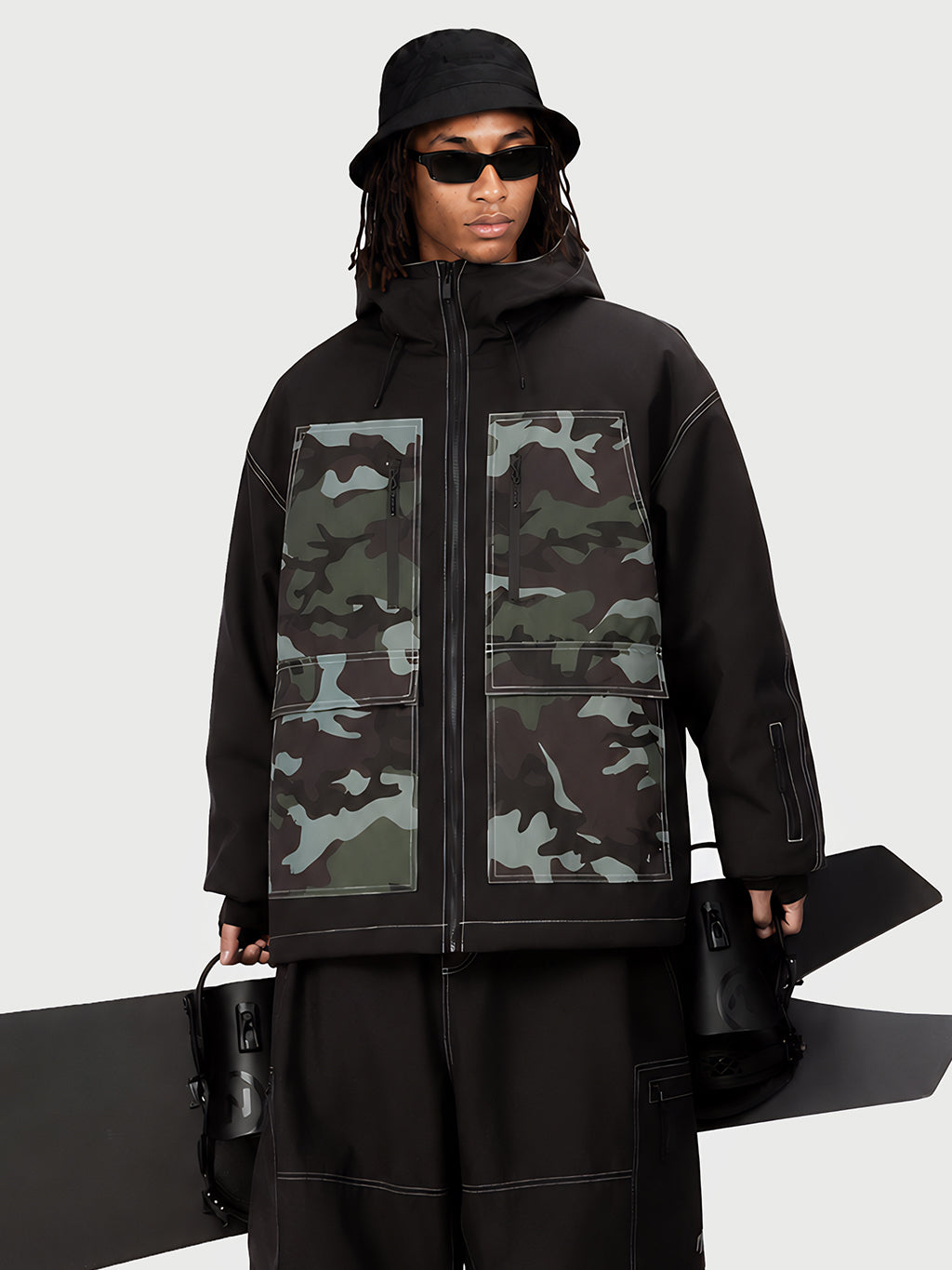 UrbanCraft Street Utility Freestyle Schneejacke für Herren – Reflektierende Kapuze & Arbeitskleidungsdesign