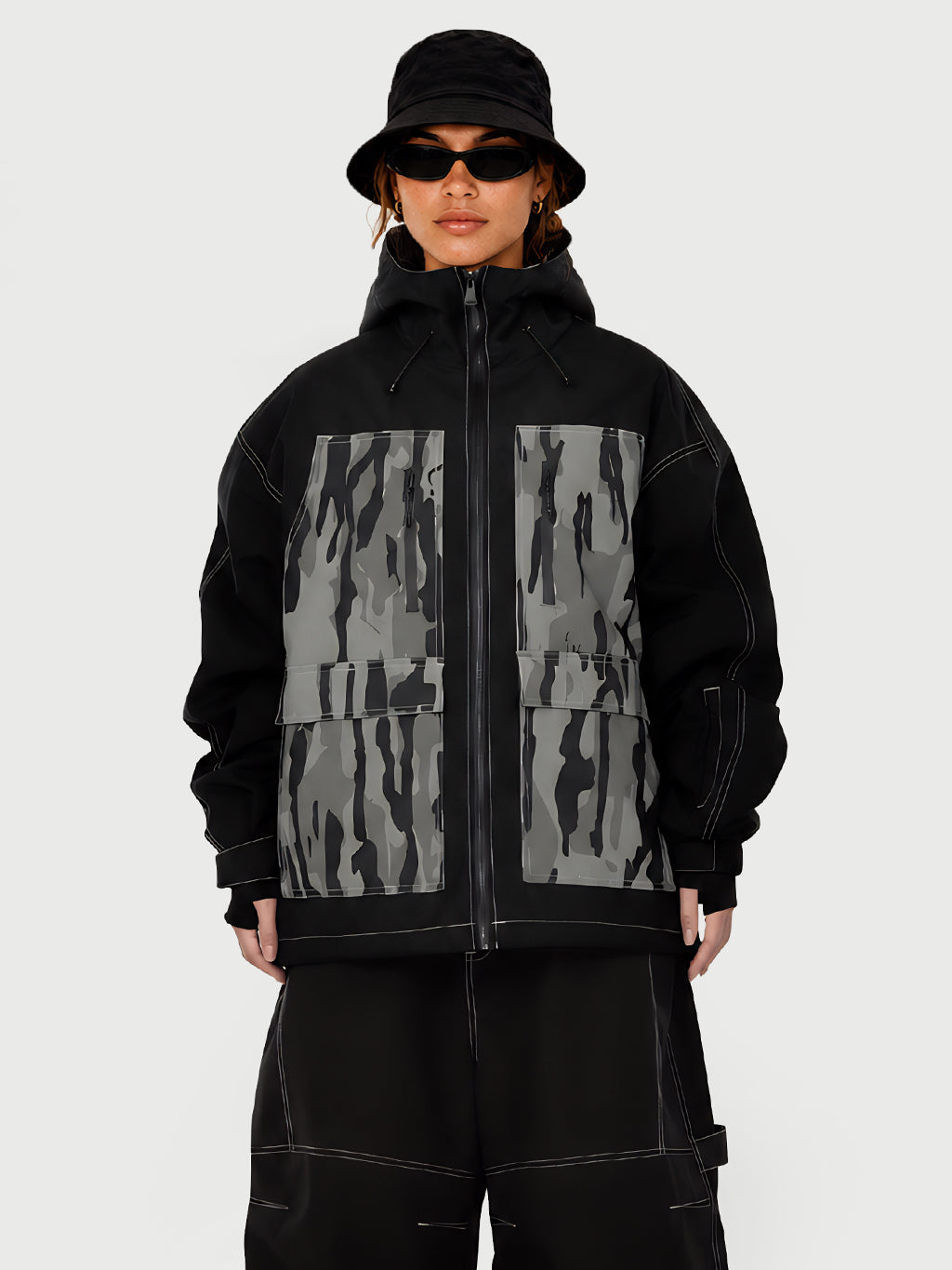 UrbanCraft Street Utility Freestyle Schneejacke für Damen – Reflektierende Kapuze & Arbeitskleidungsdesign