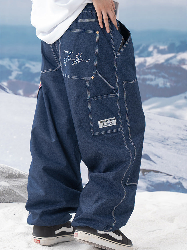 John Snow ChillTrack Oversize Baggy Snowboardhose für Damen, Cargo-Jeans aus Denim