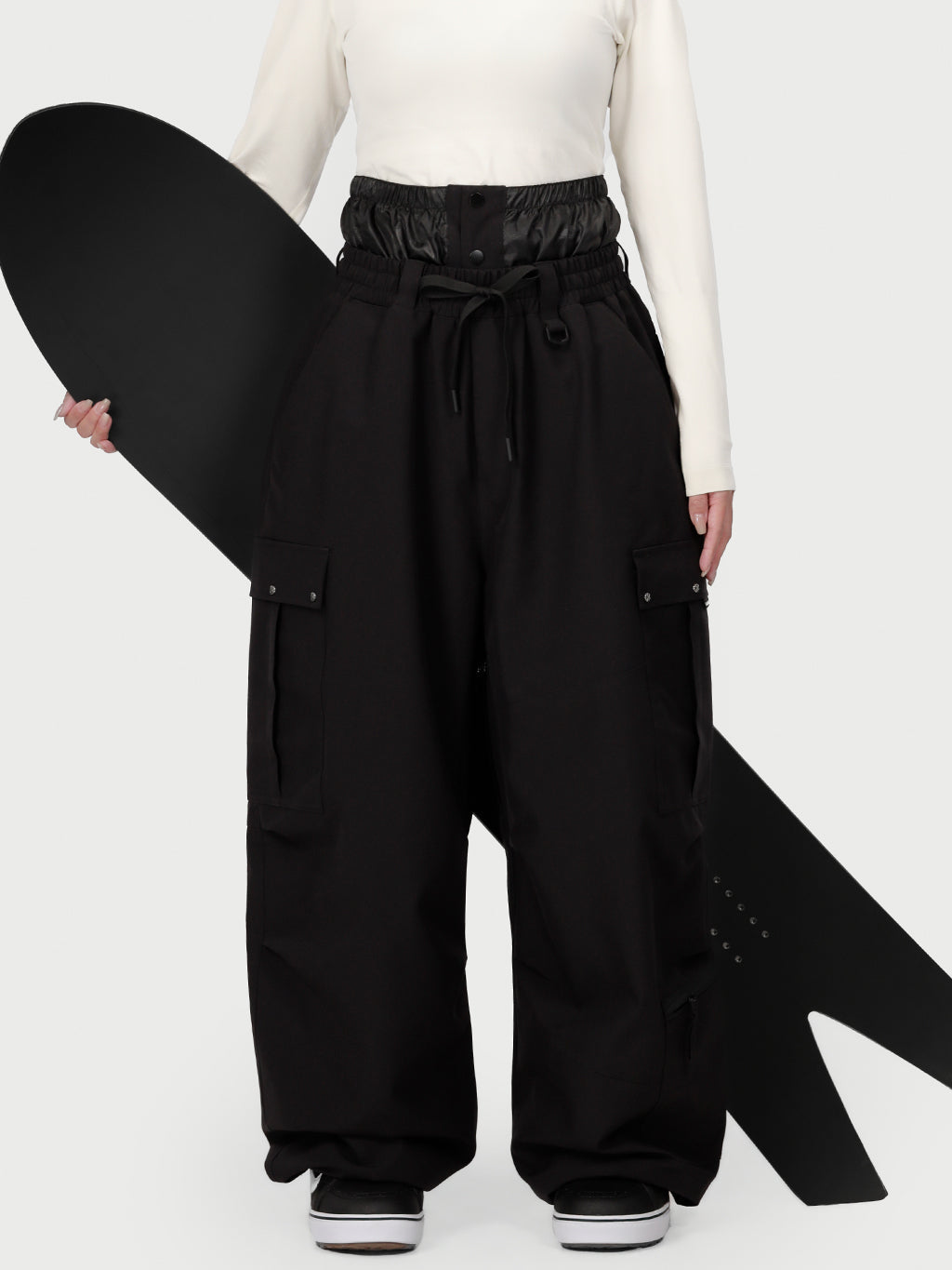 Techline Damen-Arbeitskleidungs-inspirierte Utility-Cargo-Schneehose – Baggy Freestyle-Passform