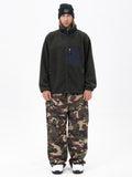 Herren-Fleecehose mit durchgehendem Reißverschluss und doppelten Knieverstärkungen, Freestyle-Baggy-Schneehose aus Kunst-Sherpa-Fleece