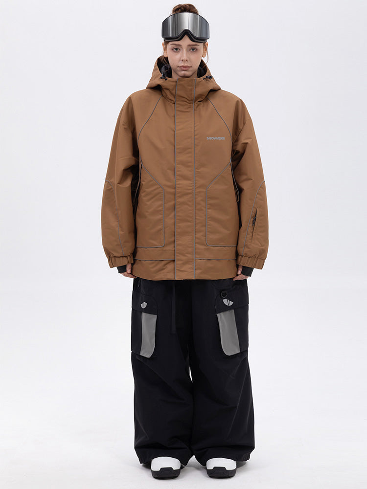 NightRide Chill Damen-Schneeanzug mit Reflektoren – Set aus Bergjacke und Baggy-Cargohose