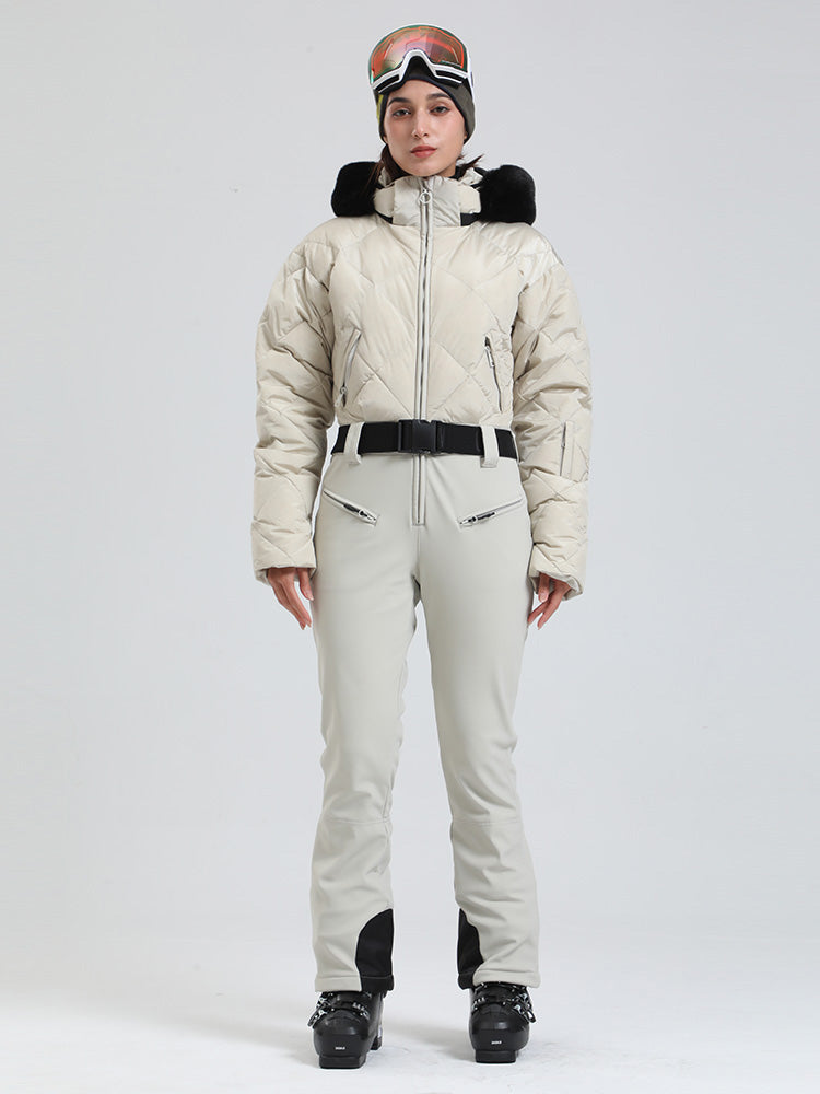 Arctic Vogue Damen-Daunenoverall mit Fleece-Futter im Berg-Chic-Stil