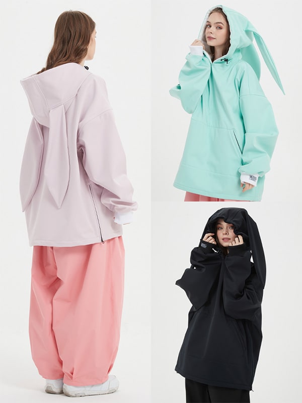 Doorek Unisex Niedlicher Hasen-Schnee-Hoodie - Lange Ohren-Verzierung