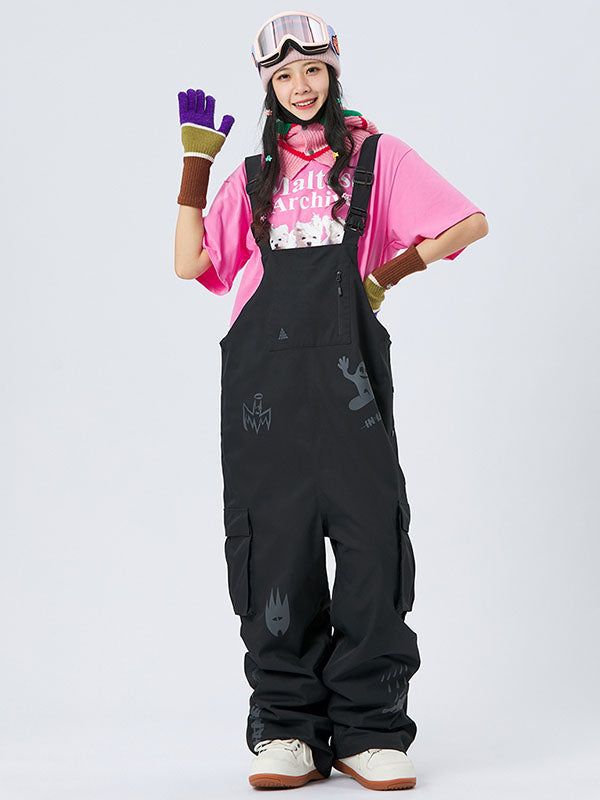 Nandn SnowSlope Baggy wasserdichte Snowboard-Latzhose für Damen