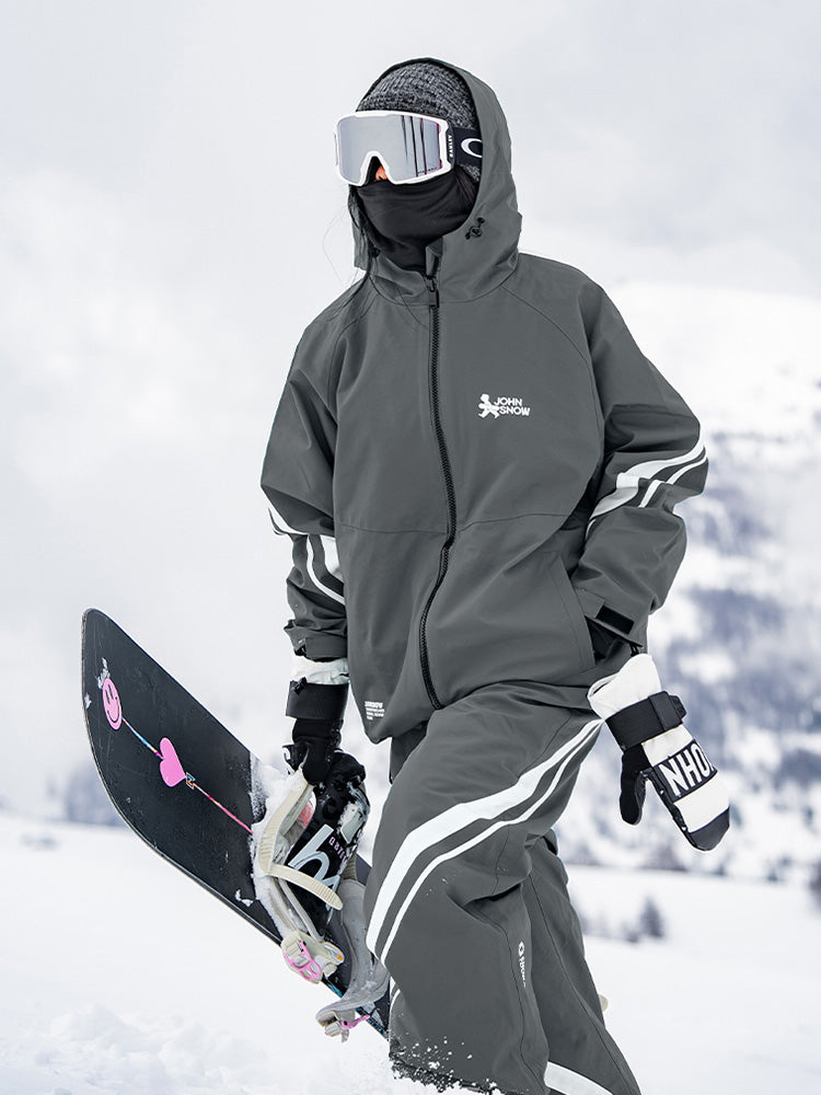 John Snow Freestyle Damen-Schneeanzug mit seitlichen Streifen, zweiteilig, locker geschnitten