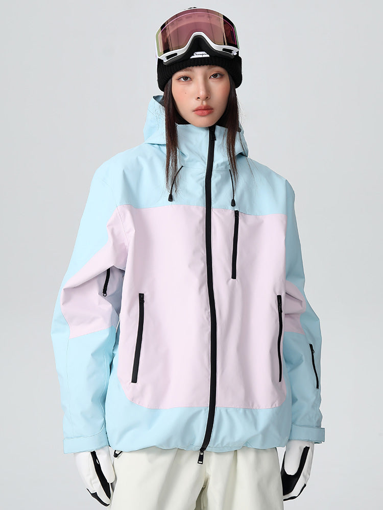 Searipe Damen-Skijacke im Retro-Look mit Farbblock-Design und lockerem Sitz