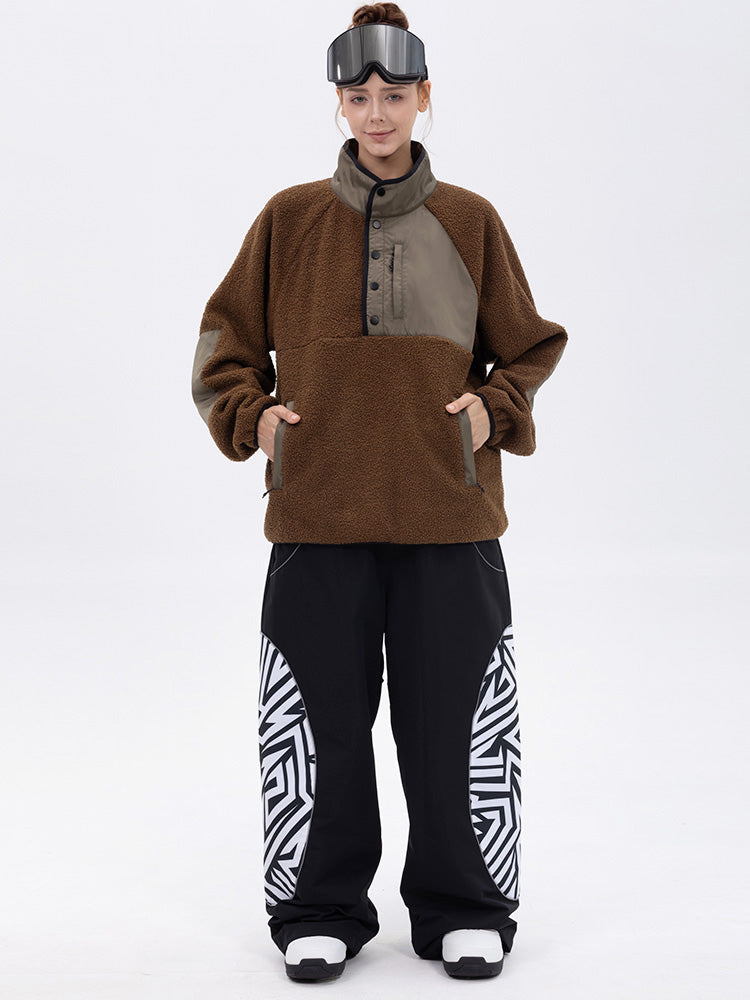 Damen-Pullover aus Kunst-Sherpa-Fleece für die Berge & stylische reflektierende Cargo-Schneehose