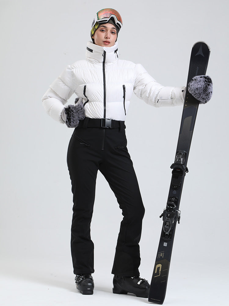 Alpine Luxe Daunen-Overall für Damen, Fleecegefüttert, Winter-Glamour-Ski-Overall