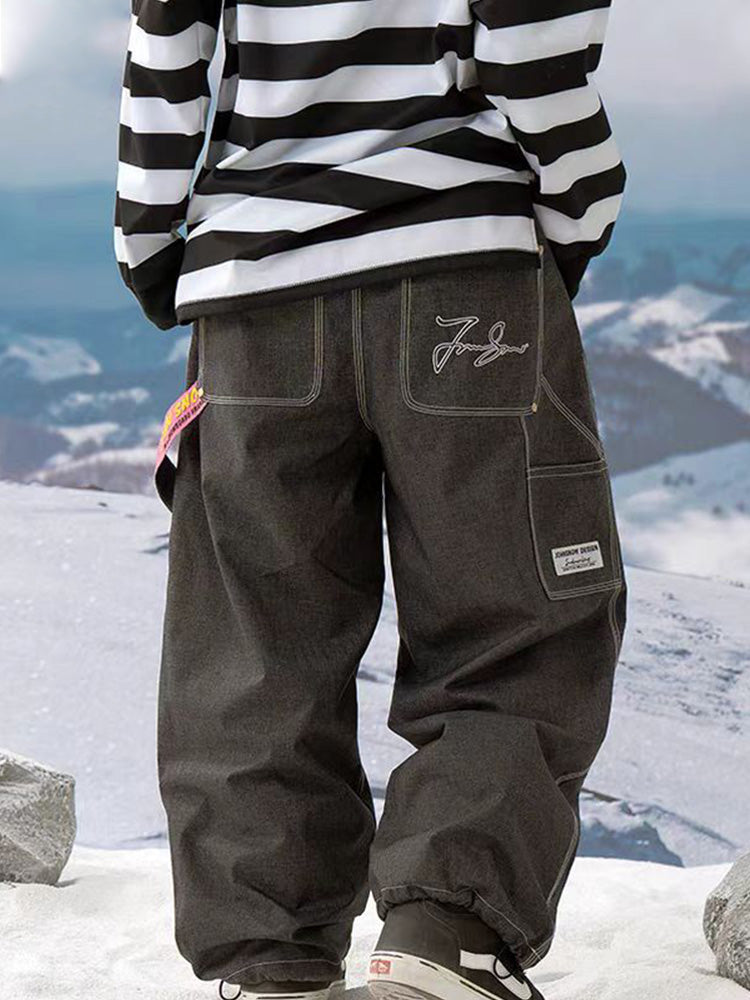John Snow ChillTrack Oversize Baggy Snowboardhose für Damen, Cargo-Jeans aus Denim