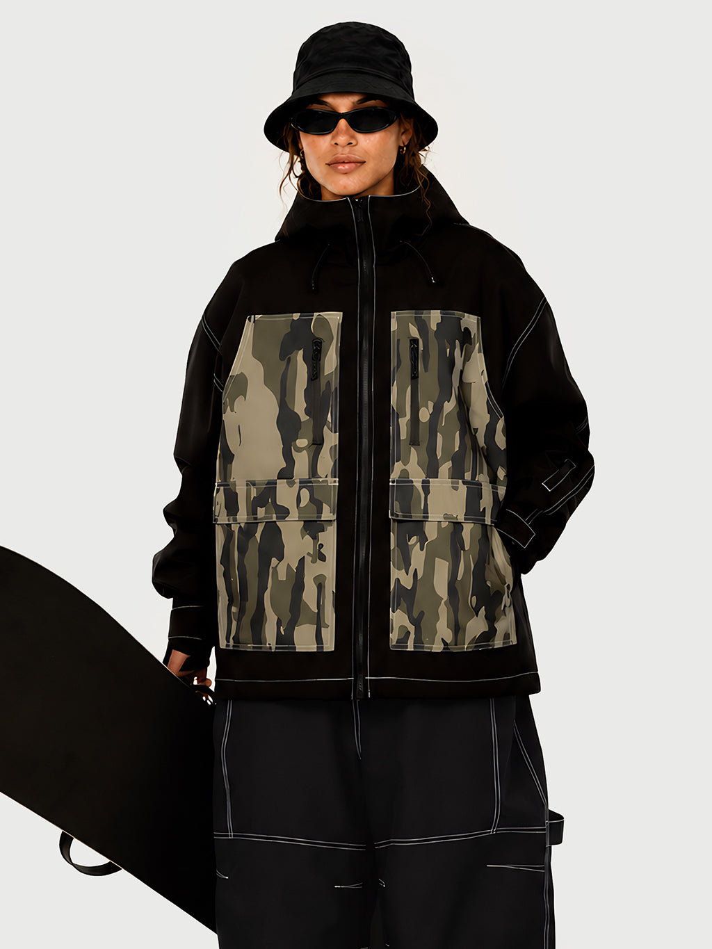 UrbanCraft Street Utility Freestyle Schneejacke für Damen – Reflektierende Kapuze & Arbeitskleidungsdesign