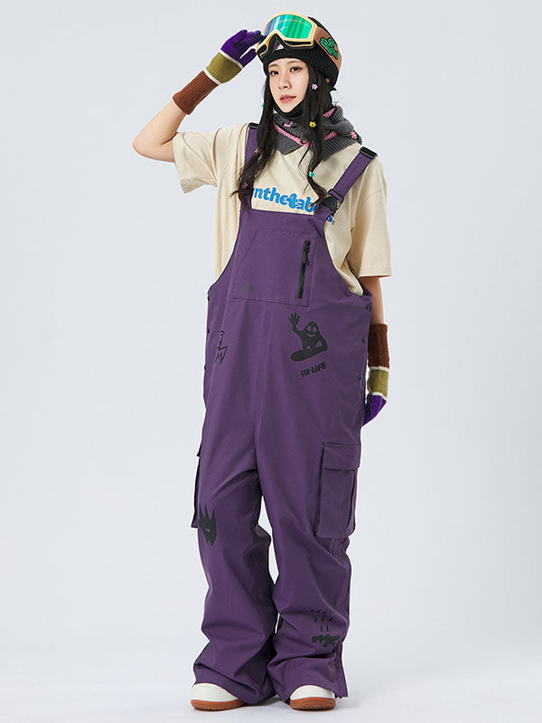 Nandn SnowSlope Baggy wasserdichte Snowboard-Latzhose für Damen
