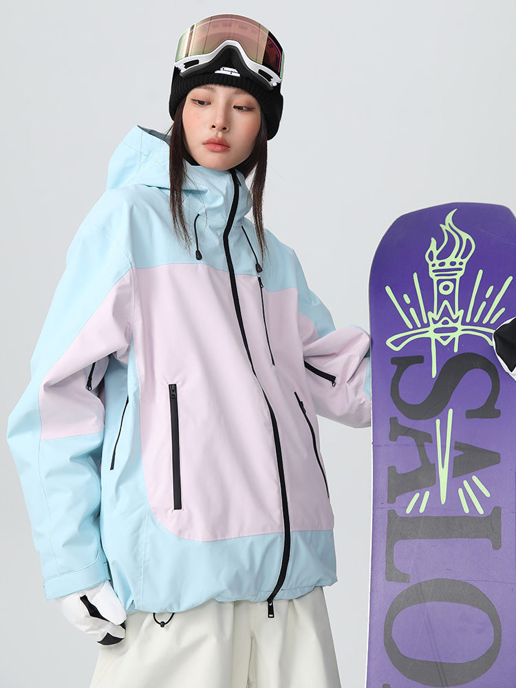 Searipe Damen-Skijacke im Retro-Look mit Farbblock-Design und lockerem Sitz