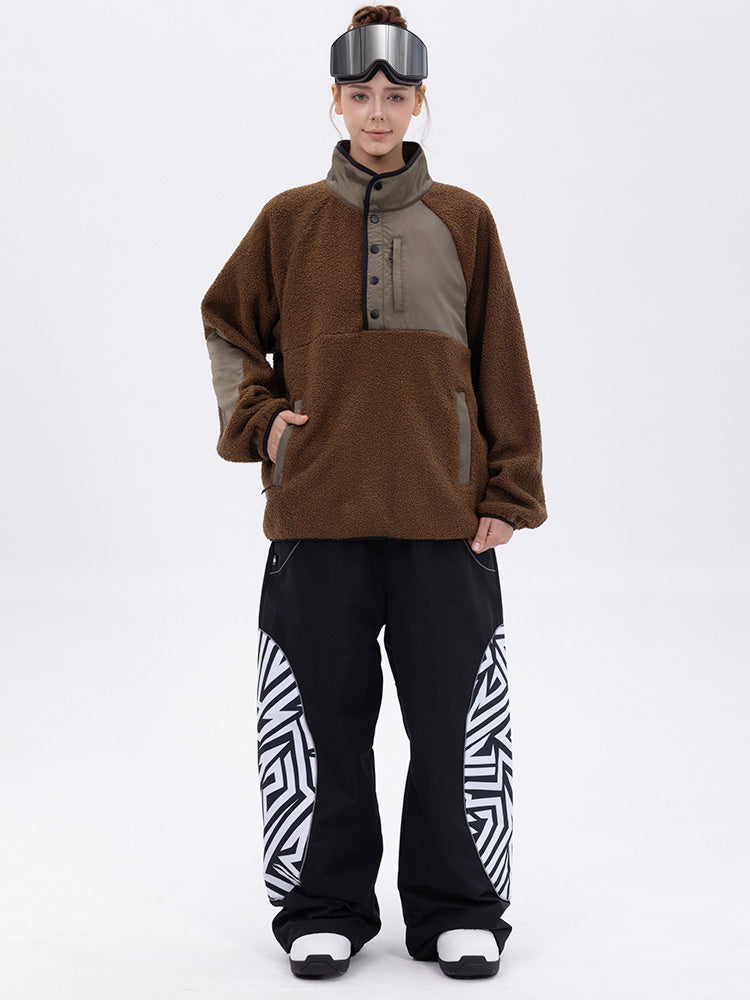Damen-Pullover aus Kunst-Sherpa-Fleece für die Berge & stylische reflektierende Cargo-Schneehose