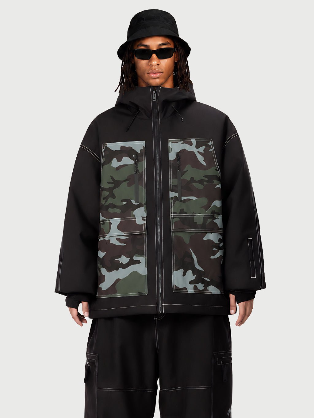 UrbanCraft Street Utility Freestyle Schneejacke für Herren – Reflektierende Kapuze & Arbeitskleidungsdesign