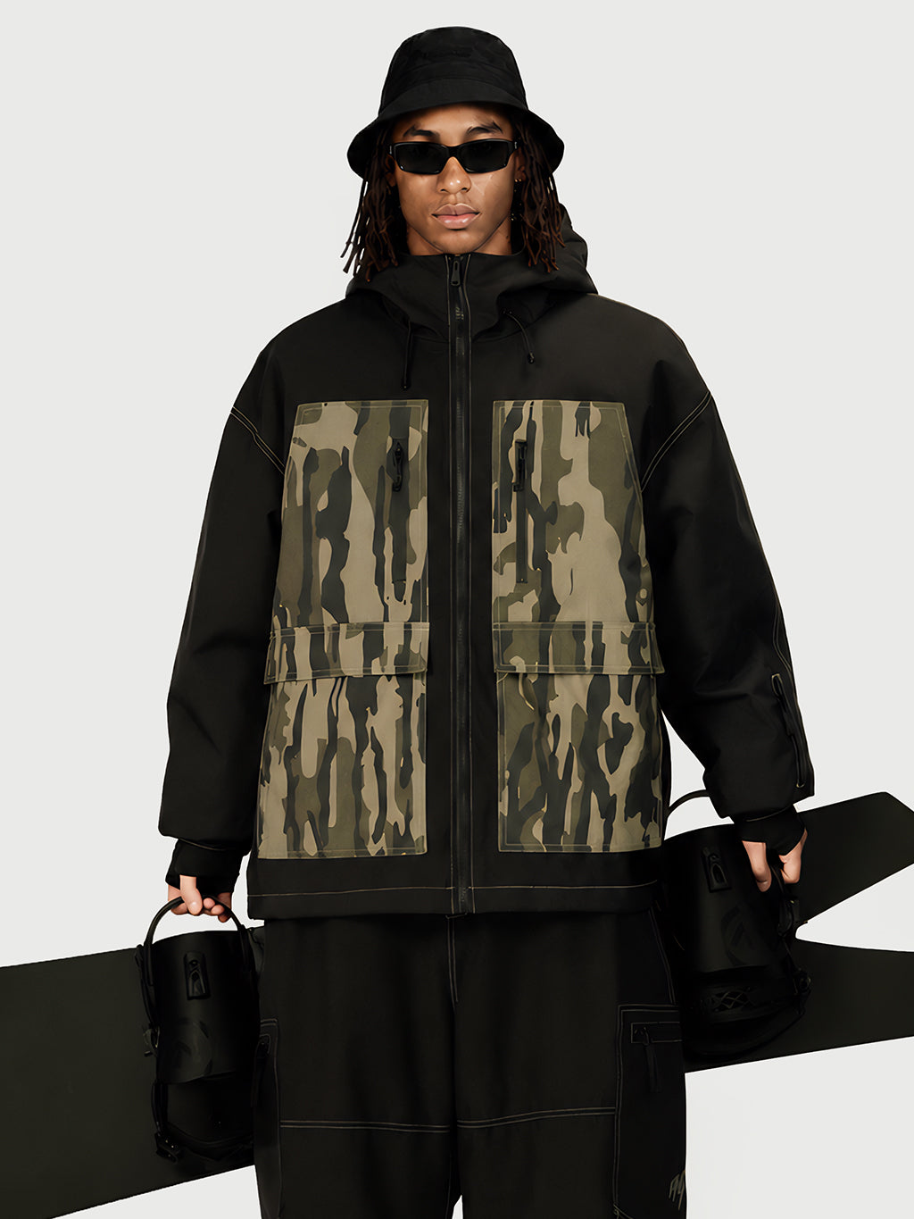 UrbanCraft Street Utility Freestyle Schneejacke für Herren – Reflektierende Kapuze & Arbeitskleidungsdesign