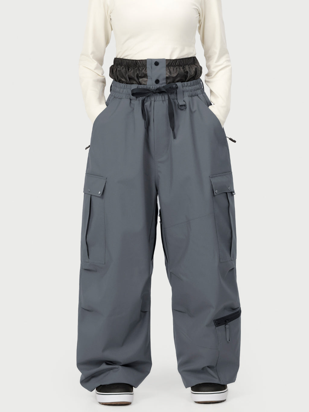 Techline Damen-Arbeitskleidungs-inspirierte Utility-Cargo-Schneehose – Baggy Freestyle-Passform