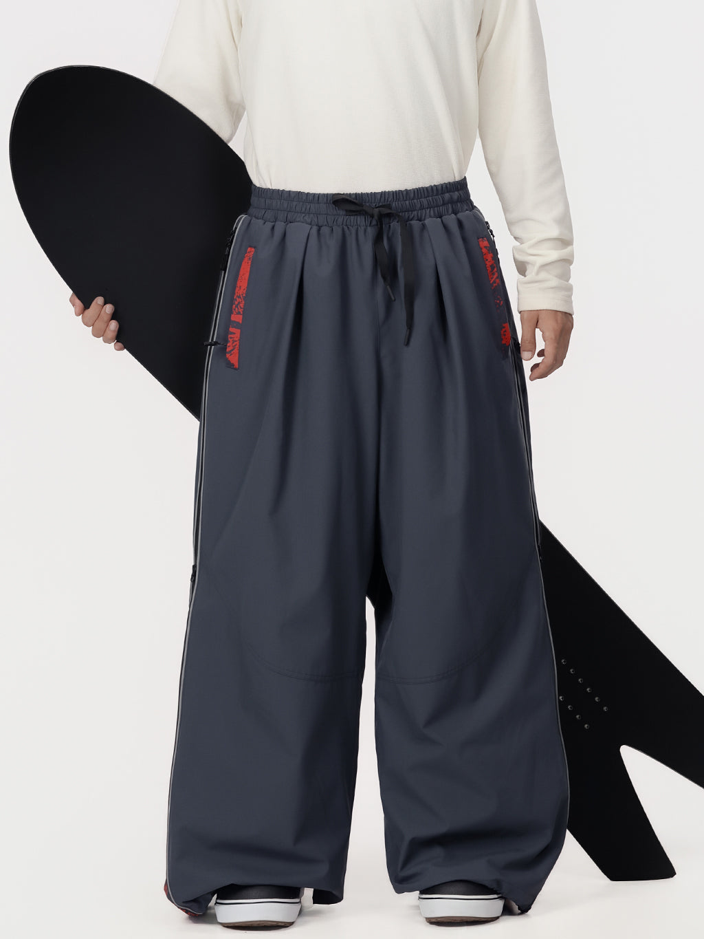 Hyper Flux Herren-Skihose mit seitlichem Reißverschluss und Graffiti-Einsatz, extra weit geschnitten, Freestyle-Schneehose