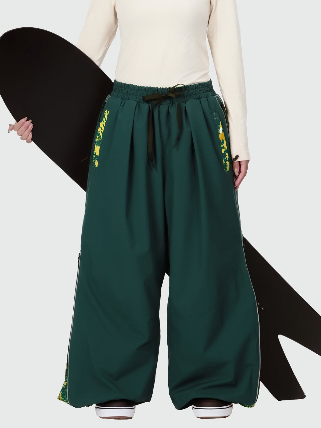 Hyper Flux Damen-Skihose mit seitlichem Reißverschluss und Graffiti-Einsatz, extra weit geschnitten, Freestyle-Schneehose