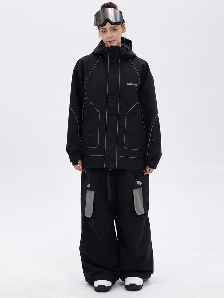 NightRide Chill Damen-Schneeanzug mit Reflektoren – Set aus Bergjacke und Baggy-Cargohose