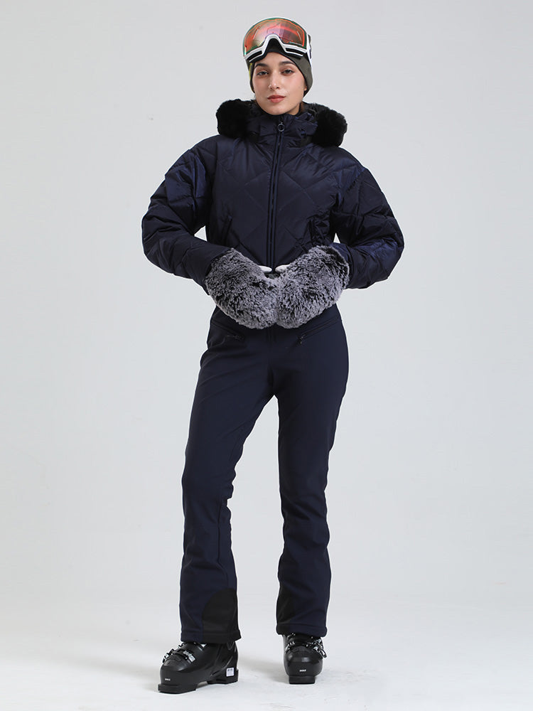 Arctic Vogue Damen-Daunenoverall mit Fleece-Futter im Berg-Chic-Stil