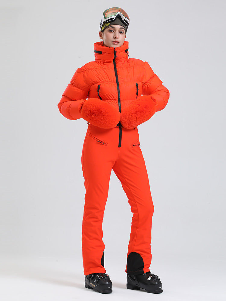 Alpine Luxe Daunen-Overall für Damen, Fleecegefüttert, Winter-Glamour-Ski-Overall