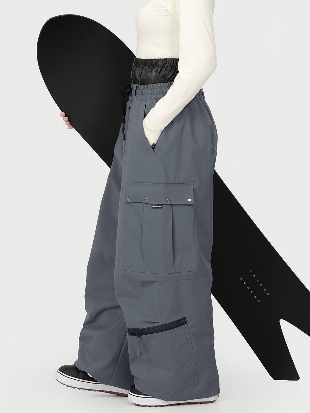 Techline Damen-Arbeitskleidungs-inspirierte Utility-Cargo-Schneehose – Baggy Freestyle-Passform