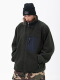 Herren-Fleecejacke aus Kunst-Sherpa-Fleece mit durchgehendem Reißverschluss für abenteuerliche Bergtouren
