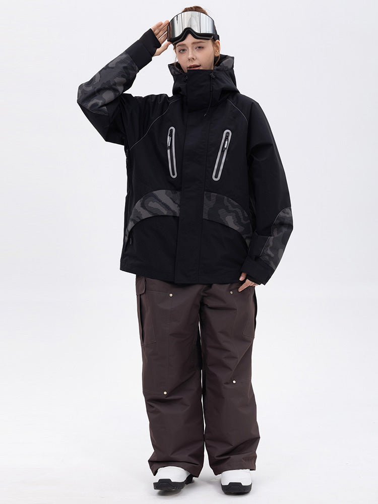 Chillform Damen-Schneeanzug mit reflektierendem Tarnmuster – Glow Trail Jacke mit Baggy-Schneehose (Set)