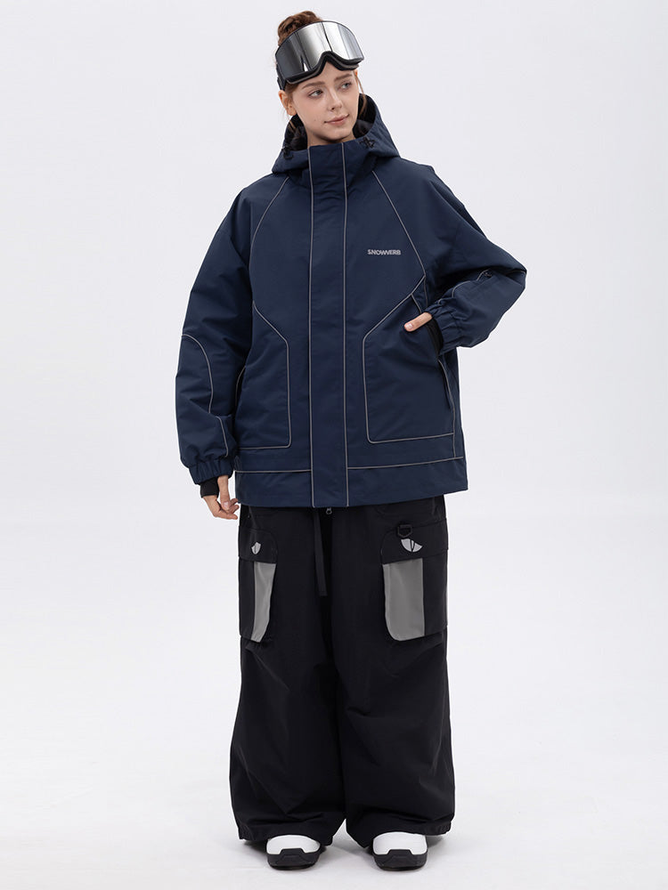 NightRide Chill Damen-Schneeanzug mit Reflektoren – Set aus Bergjacke und Baggy-Cargohose