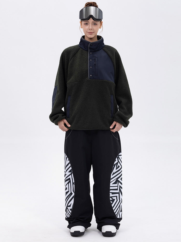 Damen-Pullover aus Kunst-Sherpa-Fleece für die Berge & stylische reflektierende Cargo-Schneehose