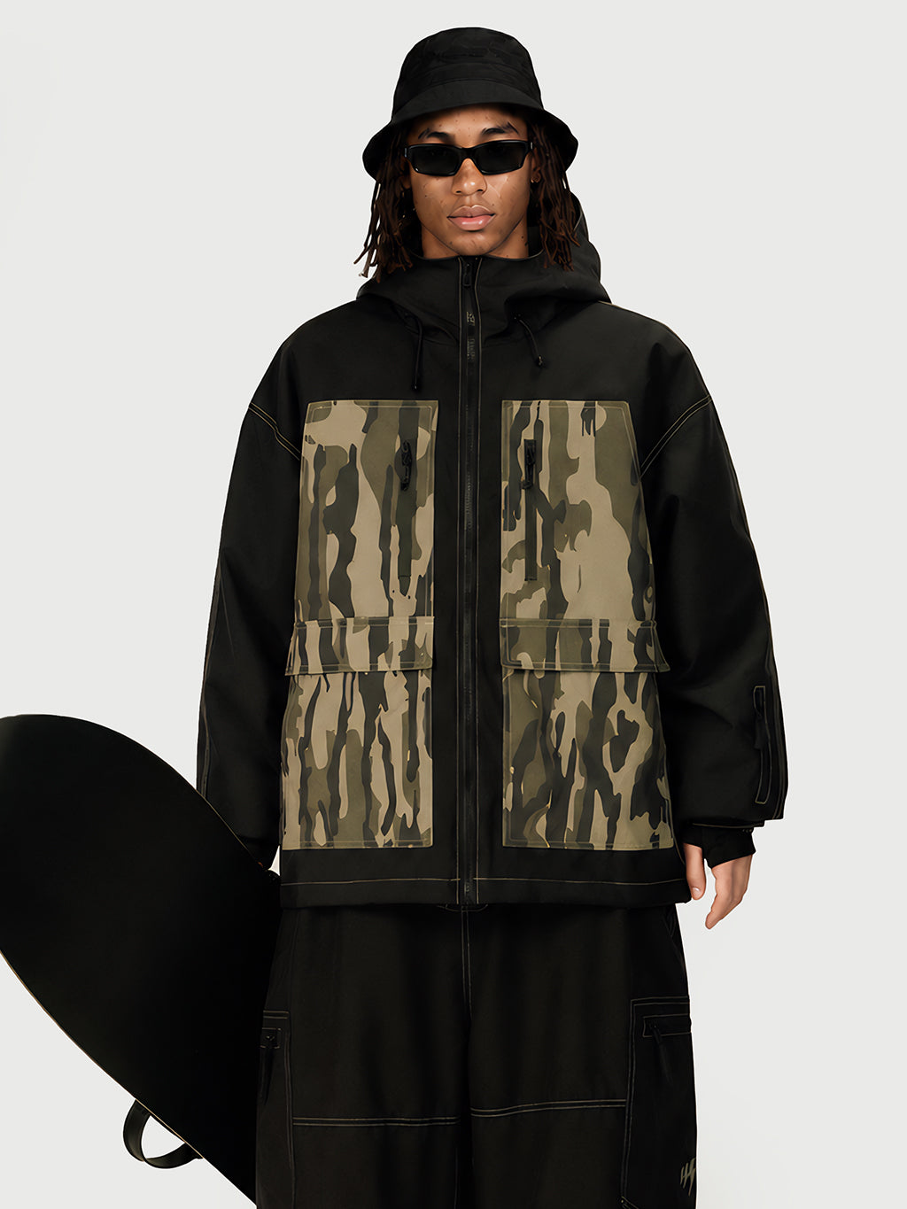 UrbanCraft Street Utility Freestyle Schneejacke für Herren – Reflektierende Kapuze & Arbeitskleidungsdesign