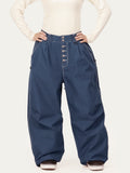 Raw Utility Niet-Arbeitsjeans-Schneehose für Damen – Oversized-Passform mit doppelter Gesäßtasche
