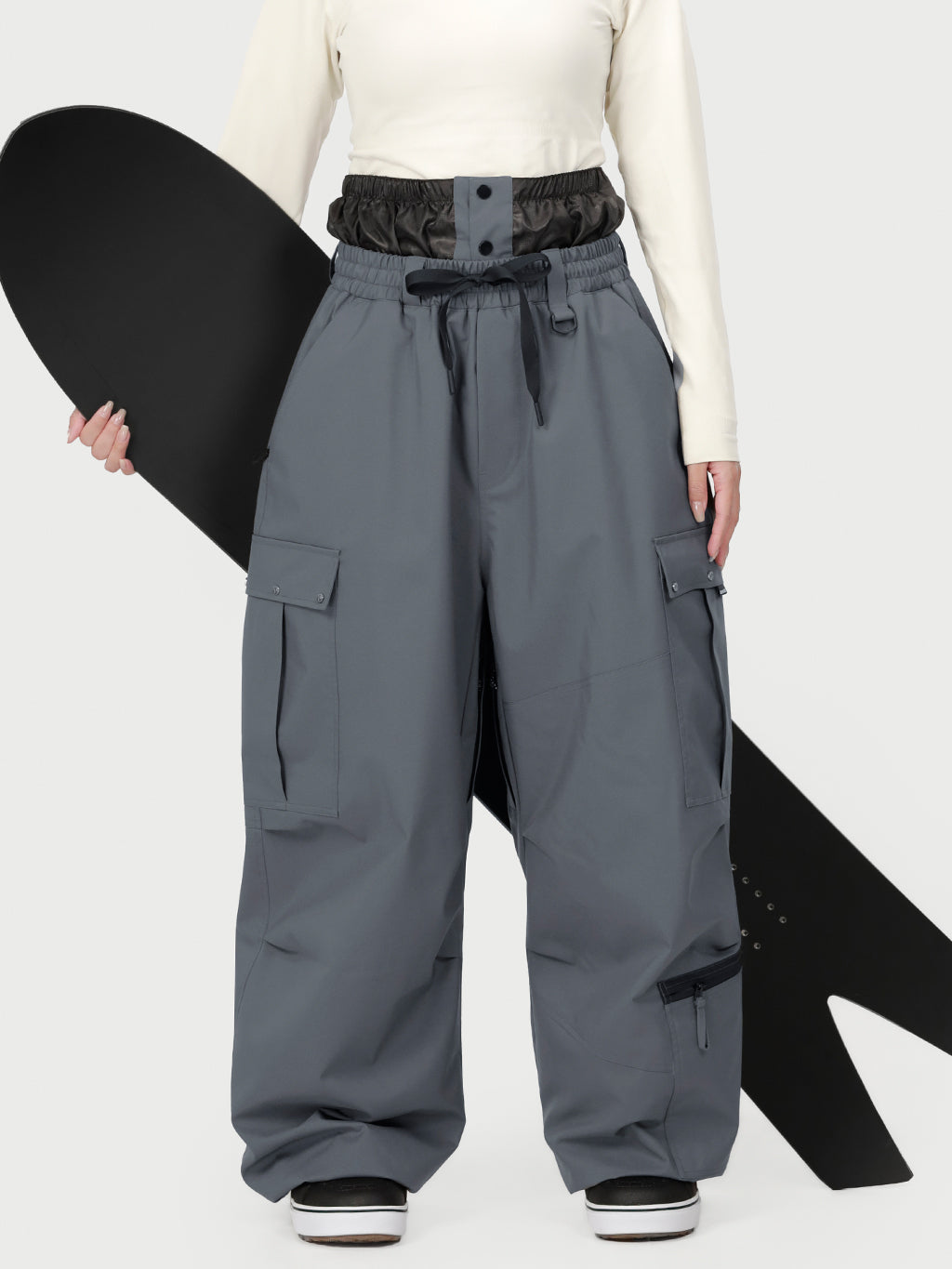 Techline Damen-Arbeitskleidungs-inspirierte Utility-Cargo-Schneehose – Baggy Freestyle-Passform
