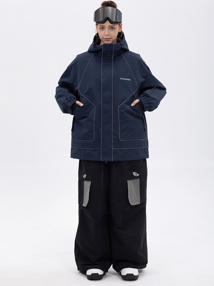 NightRide Chill Damen-Schneeanzug mit Reflektoren – Set aus Bergjacke und Baggy-Cargohose