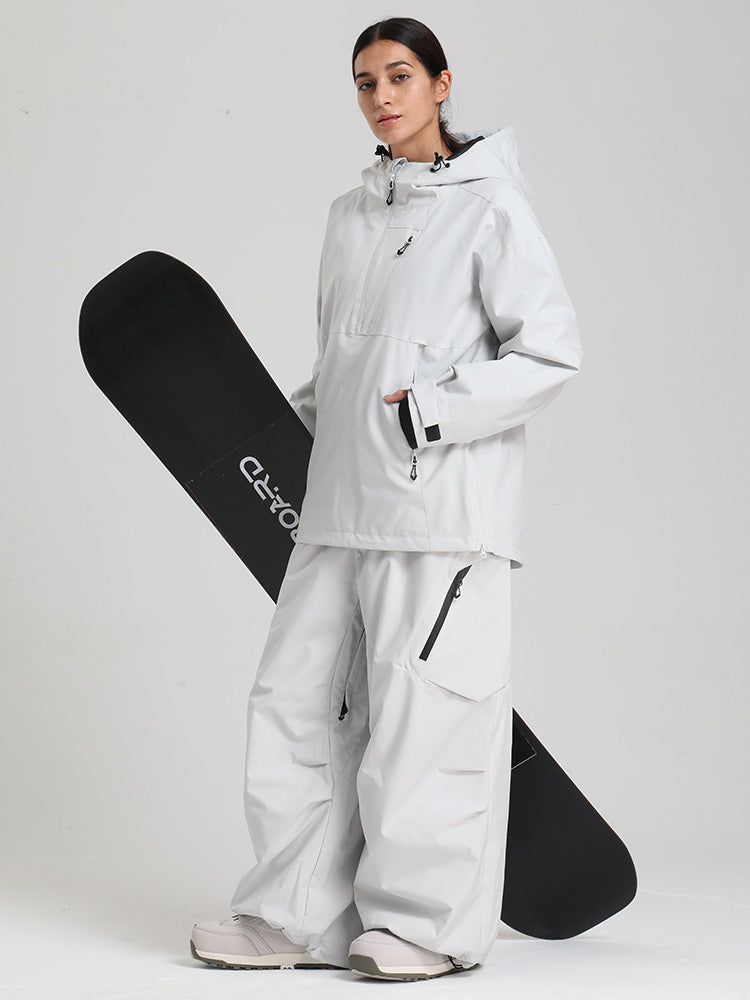 Gsou Snow Damen-Pullover-Anorak, strapazierfähig, Bergflauschig, Baggy-Schneeanzug