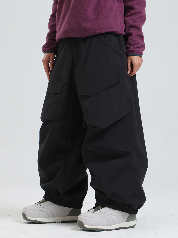 Gsou Snow Urban Slope Damen-Schneehose mit Knieflex-Cargotaschen und weitem Bein