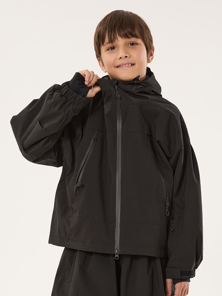 Jungen Schneejacke mit Hasenohren, wasserdicht, wärmend, mit Kapuze, wasserdicht, Thermo-Schneejacke