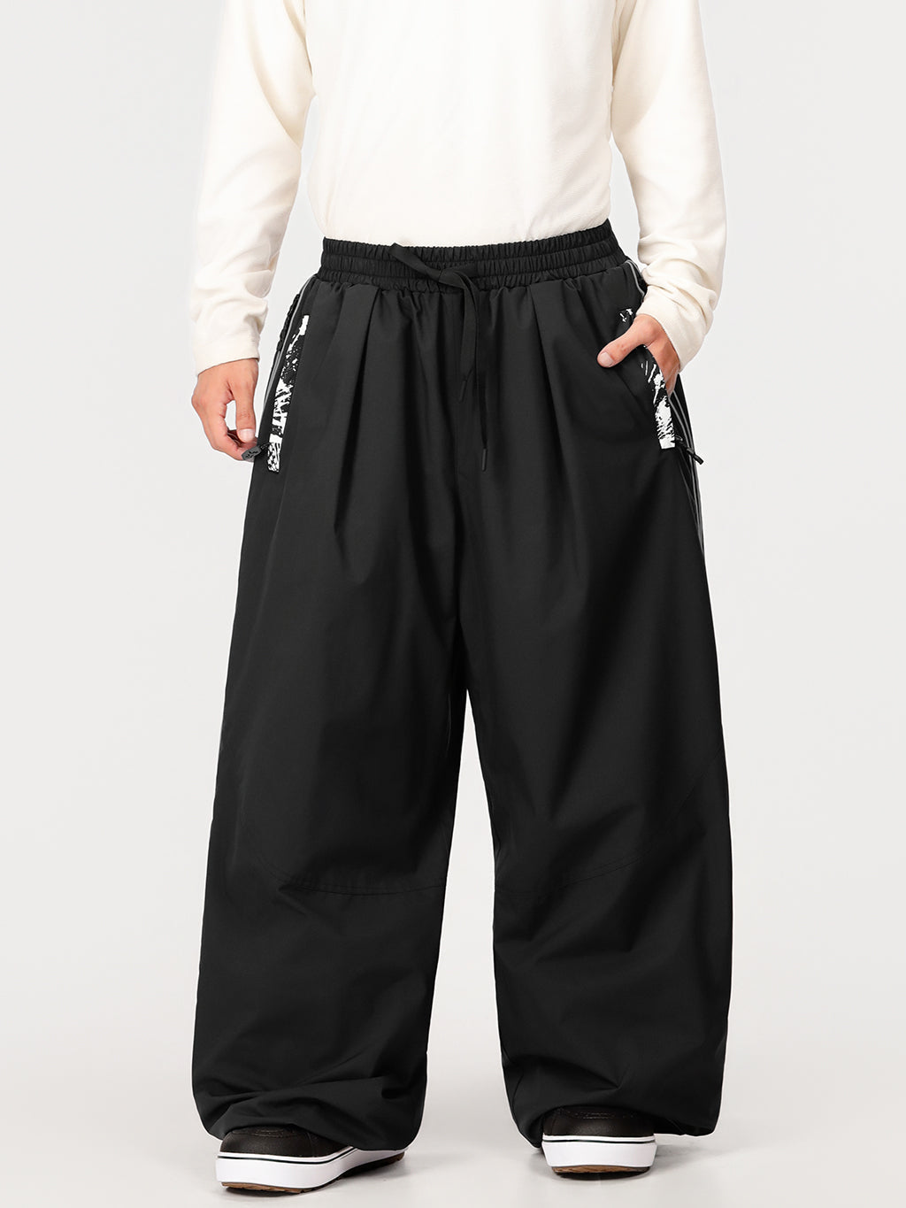 Hyper Flux Herren-Skihose mit seitlichem Reißverschluss und Graffiti-Einsatz, extra weit geschnitten, Freestyle-Schneehose