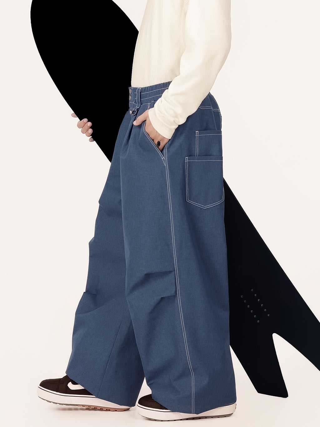 Raw Utility Niet-Arbeitsjeans für Herren – Oversized-Passform mit doppelter Gesäßtasche